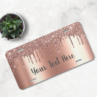 Personalized Rose Gold Metallic Glitter Drips