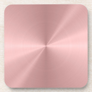 Personalized Rose Gold Metallic Radial Texture Beverage Coaster