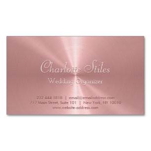 Personalized Rose Gold Metallic Radial Texture Business Card Magnet