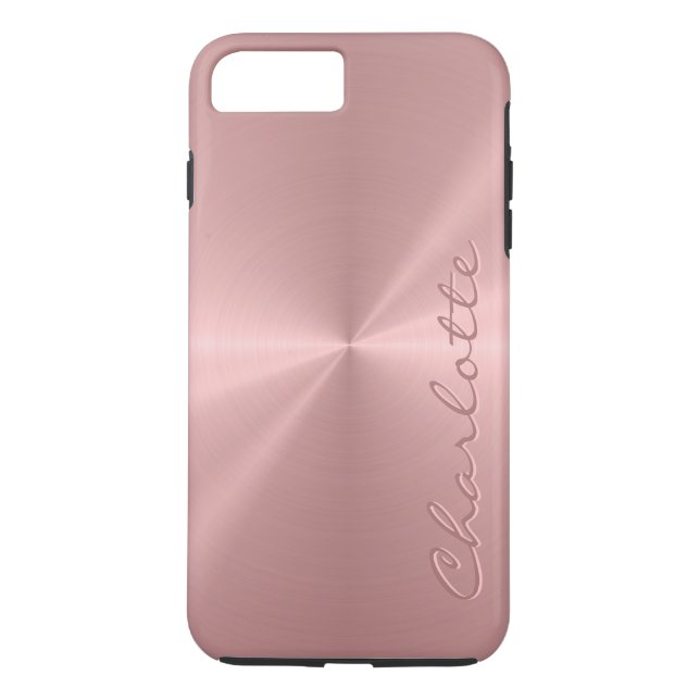 Personalized Rose Gold Metallic Radial Texture Case-Mate iPhone Case (Back)