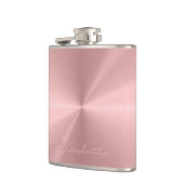 Personalized Rose Gold Metallic Radial Texture Hip Flask (Left)