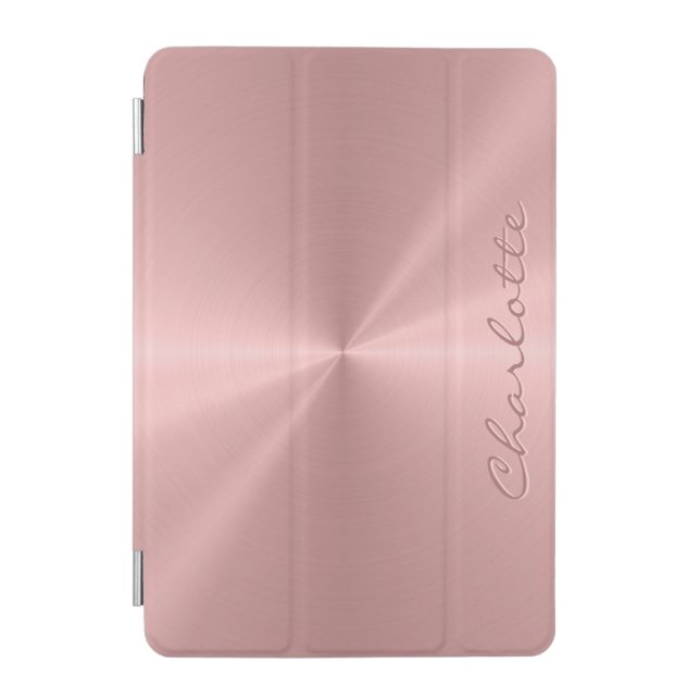 Personalized Rose Gold Metallic Radial Texture iPad Mini Cover (Front)