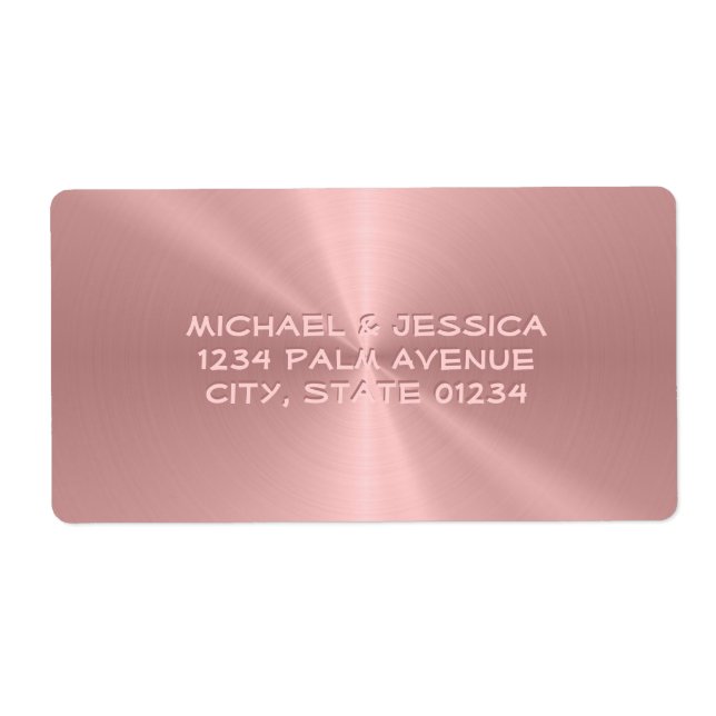 Personalized Rose Gold Metallic Radial Texture Label (Front)