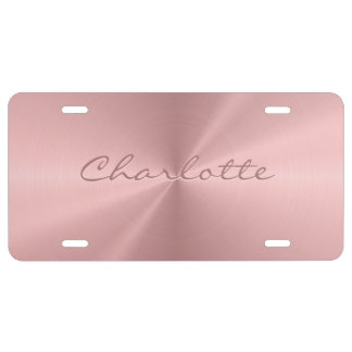 Personalized Rose Gold Metallic Radial Texture License Plate