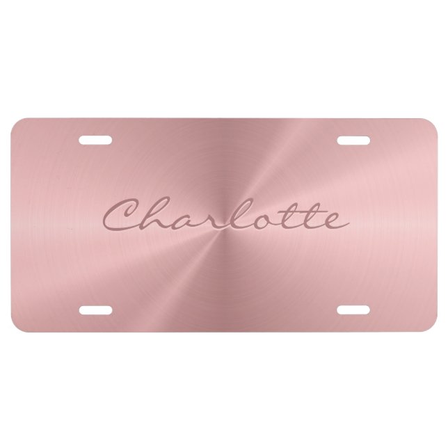 Personalized Rose Gold Metallic Radial Texture License Plate (Front)