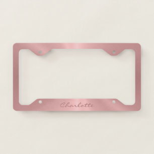 Personalized Rose Gold Metallic Radial Texture License Plate Frame