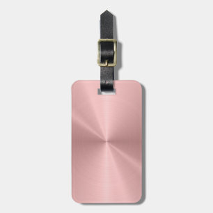 Personalized Rose Gold Metallic Radial Texture Luggage Tag