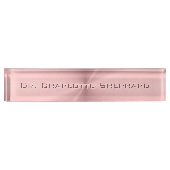 Personalized Rose Gold Metallic Radial Texture Nameplate (Front)