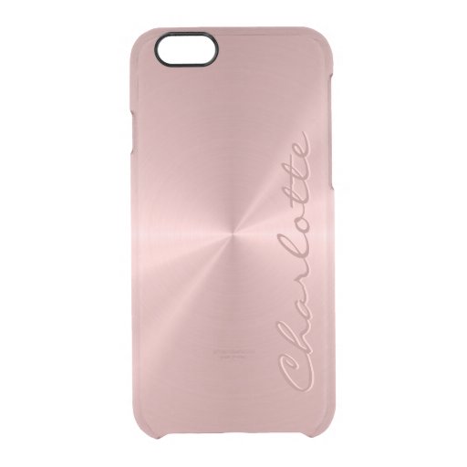 Personalized Rose Gold Metallic Radial Texture Clear iPhone 6/6S Case