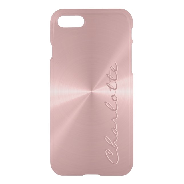 Personalized Rose Gold Metallic Radial Texture Uncommon iPhone Case (Back)