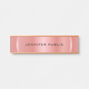 Personalized Rose Gold Modern Elegant Template Door Sign