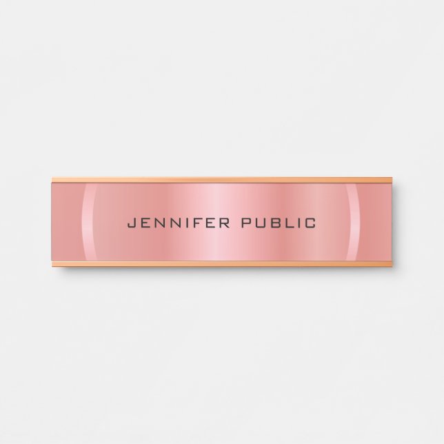 Personalized Rose Gold Modern Elegant Template Door Sign (Front)
