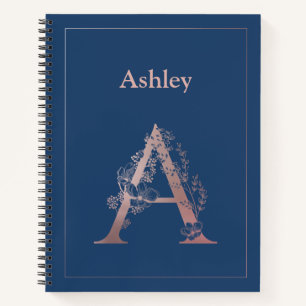 Personalized Rose Gold Monogram Initial A Notebook