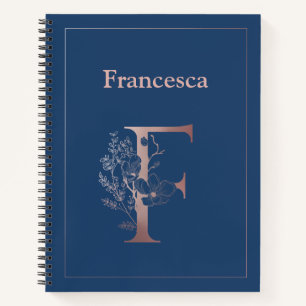 Personalized Rose Gold Monogram Initial F Notebook