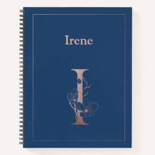 Personalized Rose Gold Monogram Initial I Notebook