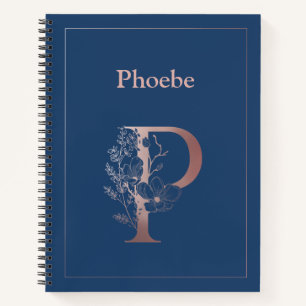 Personalized Rose Gold Monogram Initial P Notebook