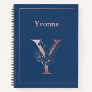 Personalized Rose Gold Monogram Initial Y Notebook