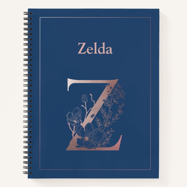 Personalized Rose Gold Monogram Initial Z Notebook (Front)