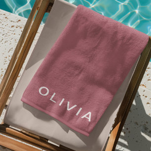 Personalized Rose Gold Monogram Name Beach Towel