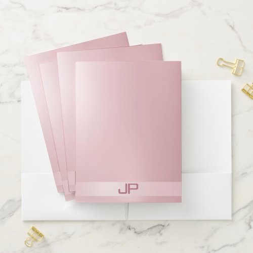 Personalized Rose Gold Monogram Template Elegant Pocket Folder
