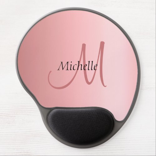 Personalized Rose Gold Monogram Template Gel Mouse Pad
