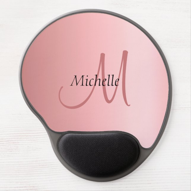 Personalized Rose Gold Monogram Template Gel Mouse Pad (Front)