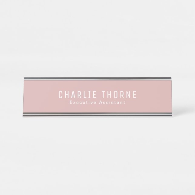 Personalized Rose Gold Name Plate for Desk (Front)