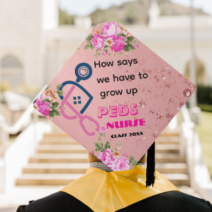 Personalized rose gold pediatric nurse Graduation  Cap Topper