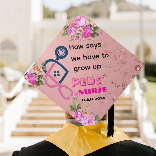 Personalized rose gold pediatric nurse Graduation  Graduation Cap Topper (Creator Uploaded)
