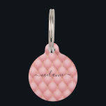 Personalized Rose Gold Pet ID Tag with Custom Name<br><div class="desc">Personalized Pet ID Tags with Blush Pink Rose Gold Diamond Tufted Pattern Customizable Pet ID Tag / Gift - Add Your Name / Text - Make Your Special Gift ! Resize and move or remove / add text / elements with Customization tool ! Choose fonts / size / color !...</div>