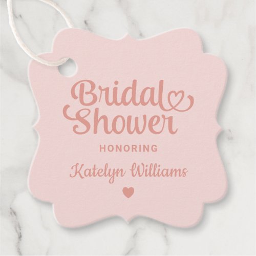 Personalized Rose Gold Pink Wedding Bridal Shower Favor Tags