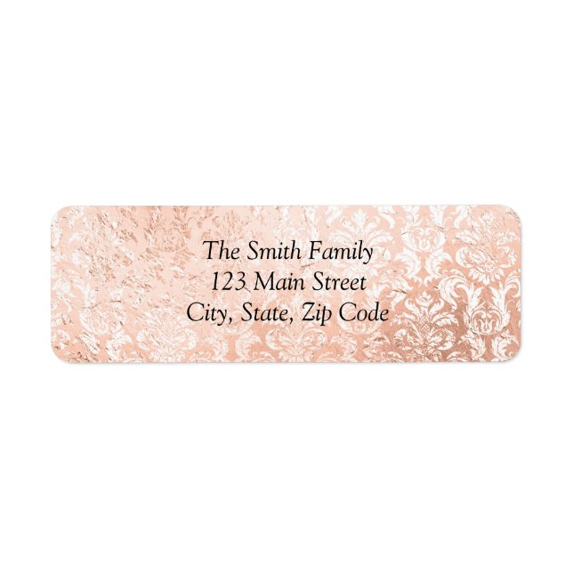 Personalized Rose Gold Return Address Label (Front)