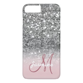 Personalized Rose Gold Silver Glitter Sparkle Name Iphone 8 Plus/7 Plus Case by epclarke at Zazzle