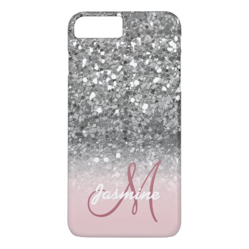 Personalized Rose Gold Silver Glitter Sparkle Name iPhone 8 Plus7 Plus Case