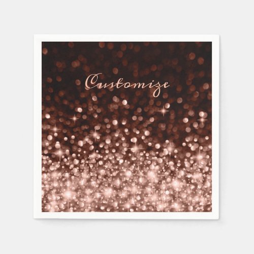 Personalized Rose Gold Sparkle Napkins