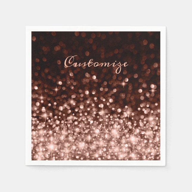 Personalized Rose Gold Sparkle Napkins (Front)