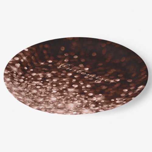 Personalized Rose Gold Sparkle Paper Plates