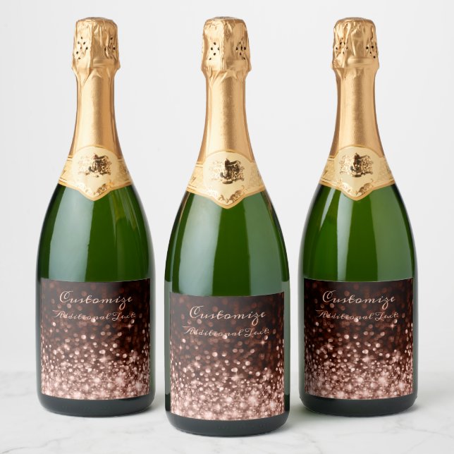 Personalized Rose Gold Sparkle Sparkling Wine Label (Bottles)