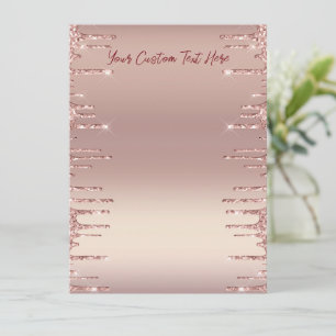 Personalized Rose Gold Sparkly Drips Menu Example