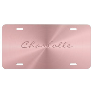 Stainless Steel License Plates Zazzle Personalized Rose Gold Stainless Steel Metallic License Plate