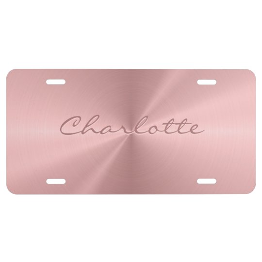Personalized Rose Gold Stainless Steel Metallic License Plate Personalized Rose Gold Stainless Steel Metallic License Plate
