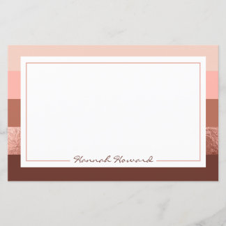 Personalized Rose Gold Striped Stationery Paper