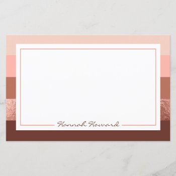 Personalized Rose Gold Striped Stationery Paper by kersteegirl at Zazzle