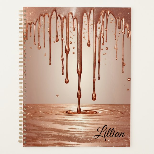 Personalized Rose Gold Undated Planner (Front)