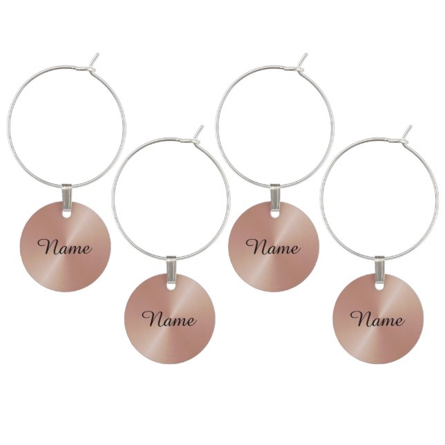 Personalized Rose Gold Wine Glass Charms (Staggered)