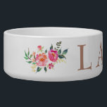 Personalized Rose Gold with Flowers Bowl<br><div class="desc">Chow Down Farmhouse</div>