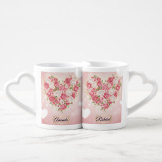 Personalized Rose Heart Lovers' Mug Set