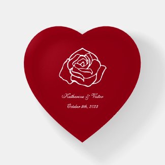 Personalized Rose Heart Wedding Paperweight Gift