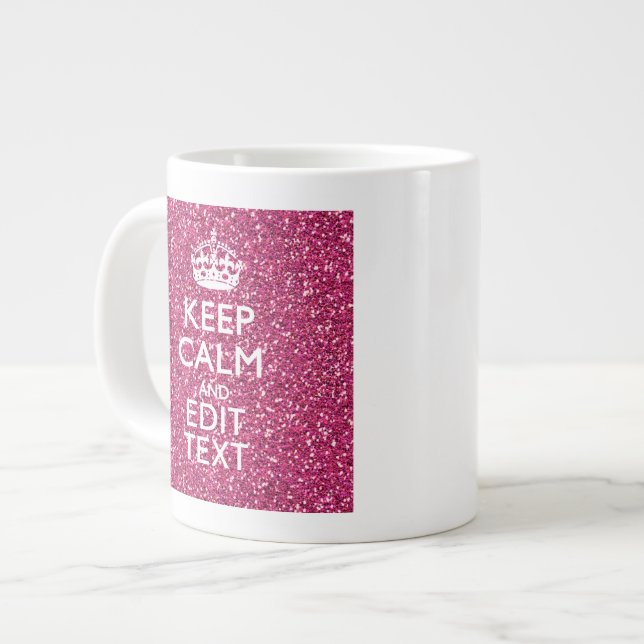 Personalized Rose Keep Calm Decor Large Coffee Mug (Front Left)