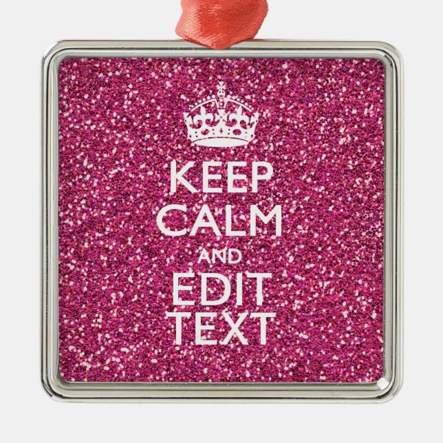 Personalized Rose Keep Calm Decor Metal Ornament (Front)